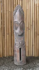 Tiki Polynesische Statue aus Kokosnussholz, ca. 100cm hoch mit schwarz-weißer Farbe, Ø ca. 18-28 cm 